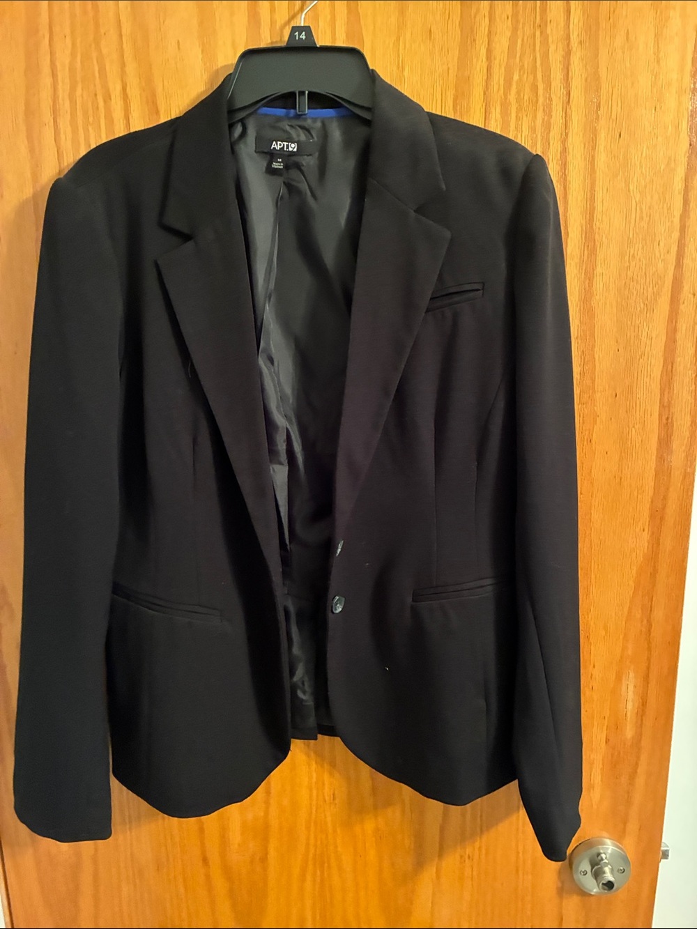 Apt. 9 Womens Black Single-Button Notch Lapel Blazer size 14